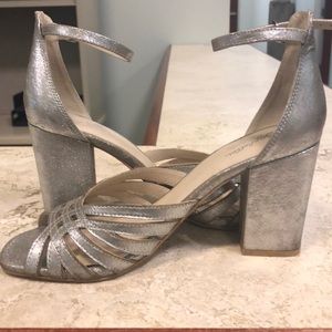 Silver Seychelles leather block heel sandals